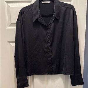 Abercrombie & Fitch Black Satin Button-Up Shirt